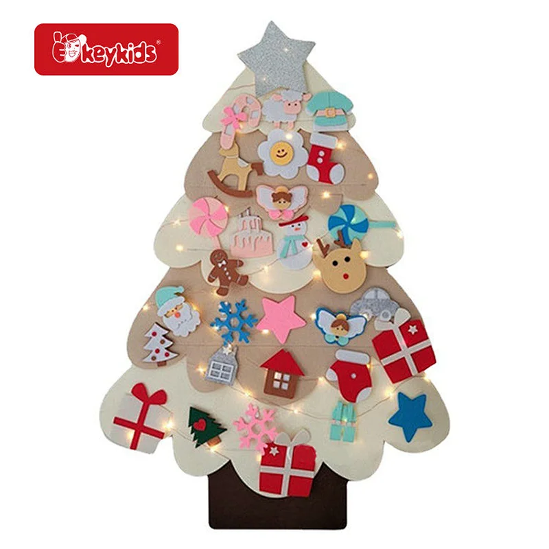 Door Wall Hanging Decoration Kids Creative DIY Felt Christmas Tree With Light W10D696